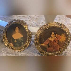 Vintage Rococo Gold Gilded Round Frames (2)